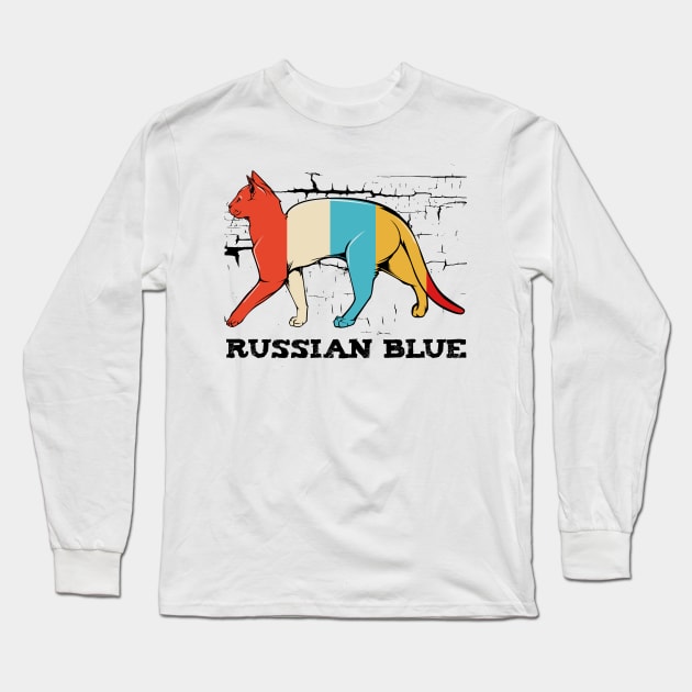 Russian Blue Cat Long Sleeve T-Shirt by Lumio Gifts